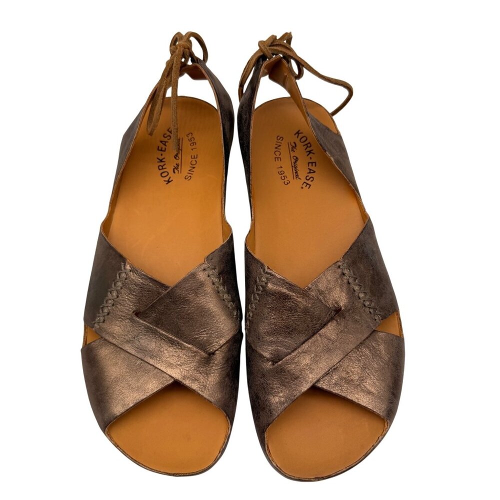 Kork-Ease Aaron Bronze Leather Slingback Open Toe Artisan Boho Sandal Women's 10